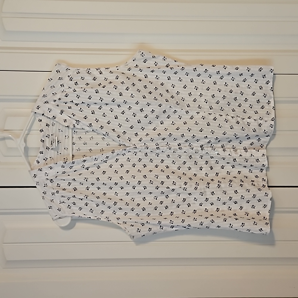 Lightweight white and blue floral top